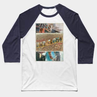 Greetings from Barcelona in Spain vintage style retro souvenir Baseball T-Shirt